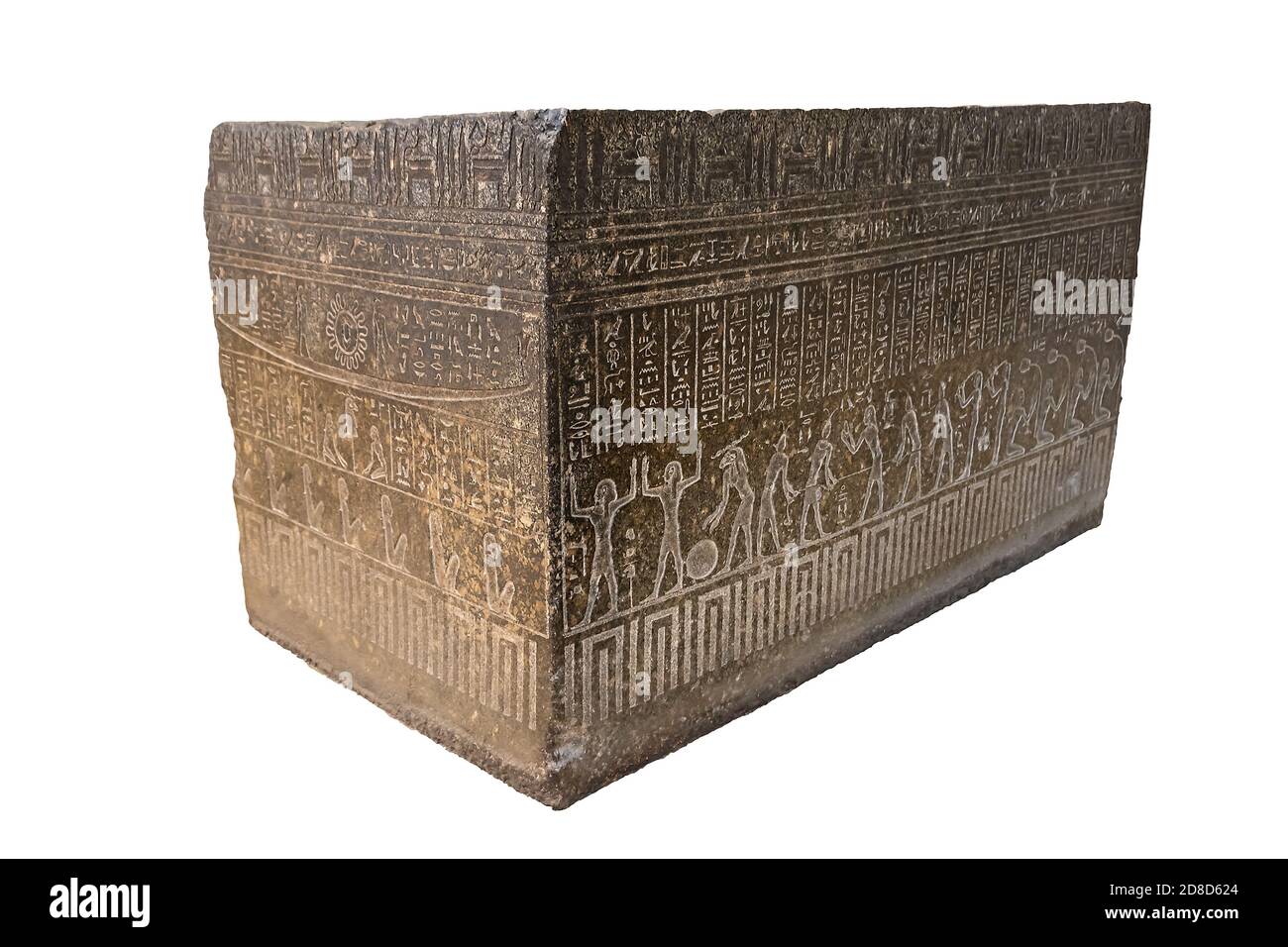 Sarkophag mit Hieroglyphen Stockfoto