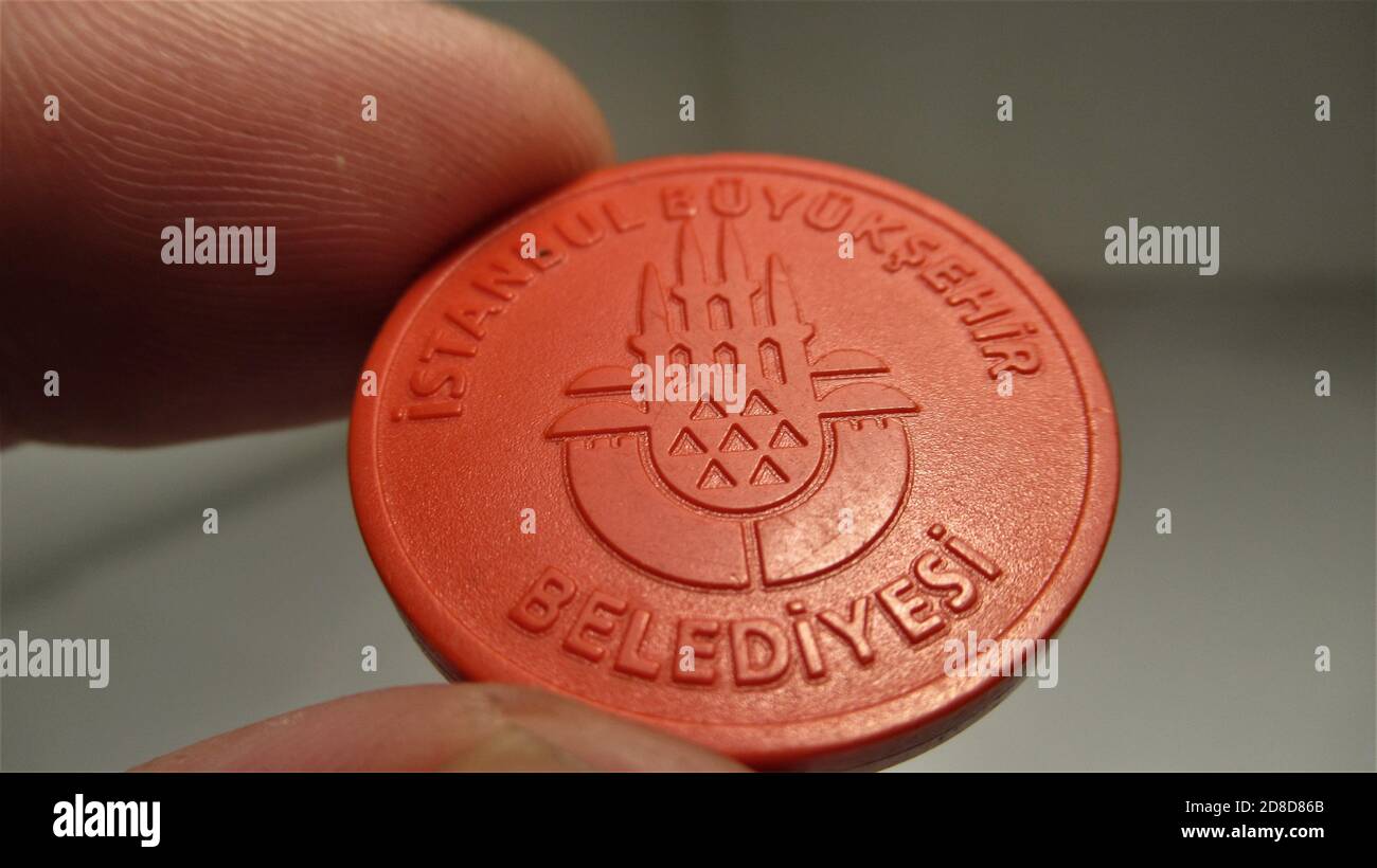 Sirkeci, Istanbul, Türkei 13. Dezember 2019: Istanbul Metro Token. Stockfoto