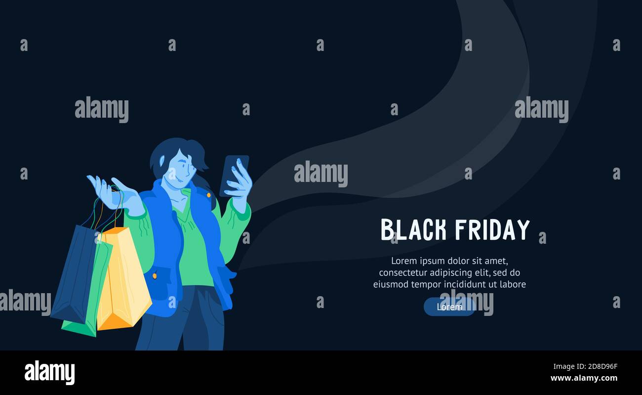 Black friday Werbung Hintergrund Vorlage flach Vektor Illustration. Stock Vektor