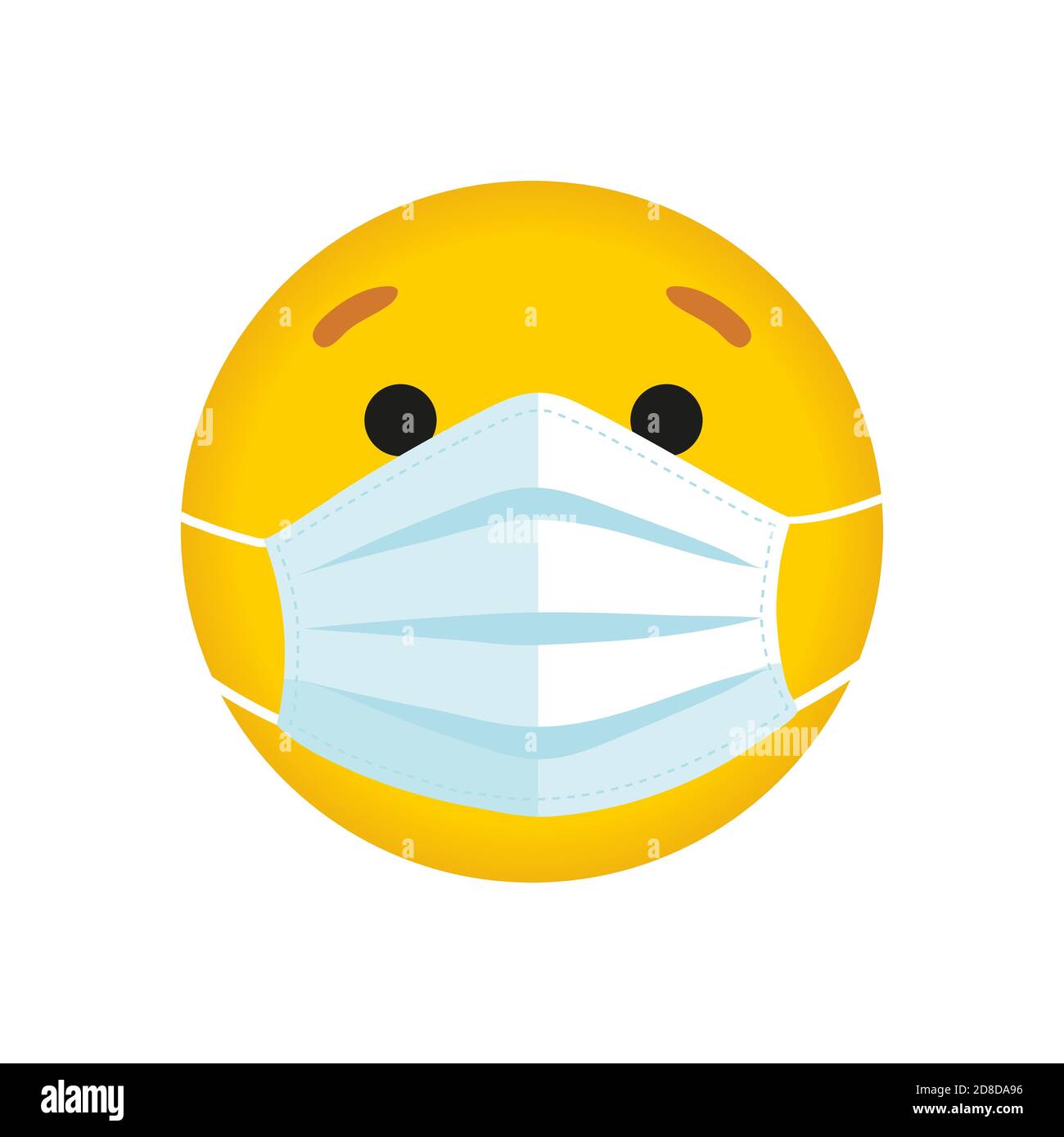 Runde gelbe Emoticon Emoticon in einer medizinischen Maske, Symbol für soziale Netzwerke, emotionale Reaktion in der Nachricht. Cartoon flache Blase Charakter. Vektorgrafik isoliert auf weißem Hintergrund Stock Vektor