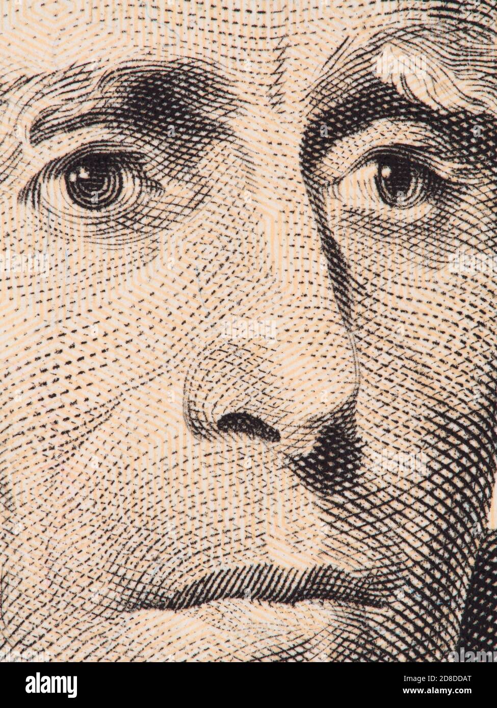 US-Präsident Andrew Jackson Gesicht auf 20-Dollar-Rechnung super Makro, vereinigte Staaten Geld Nahaufnahme Stockfoto