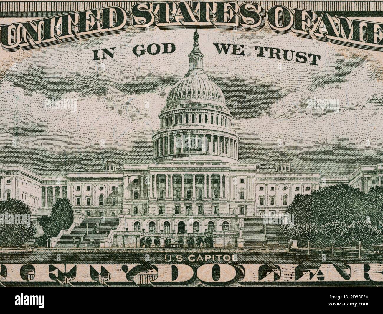 US Capitol von der 50-Dollar-Rechnung, vereinigte Staaten Geld Nahaufnahme Stockfoto
