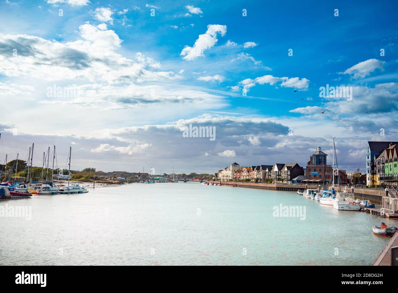 Littlehampton Mündung mit Segelbooten Stockfoto