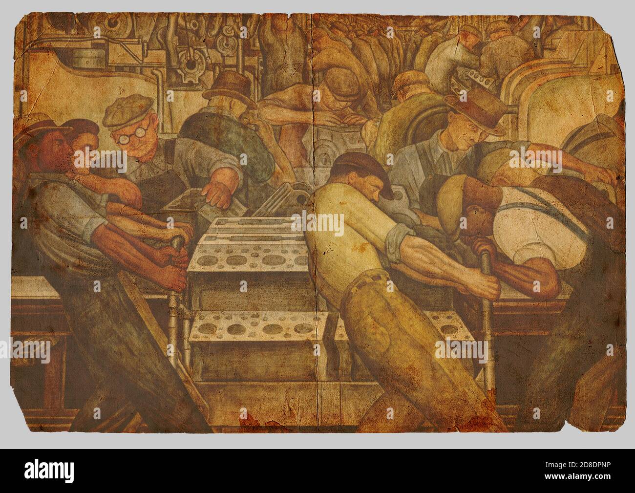Ein Wandgemälde von 1932 im Detroit Institute of Arts über Moderne Industrie und Arbeit von Diego Rivera im Fresko Stil Stockfoto