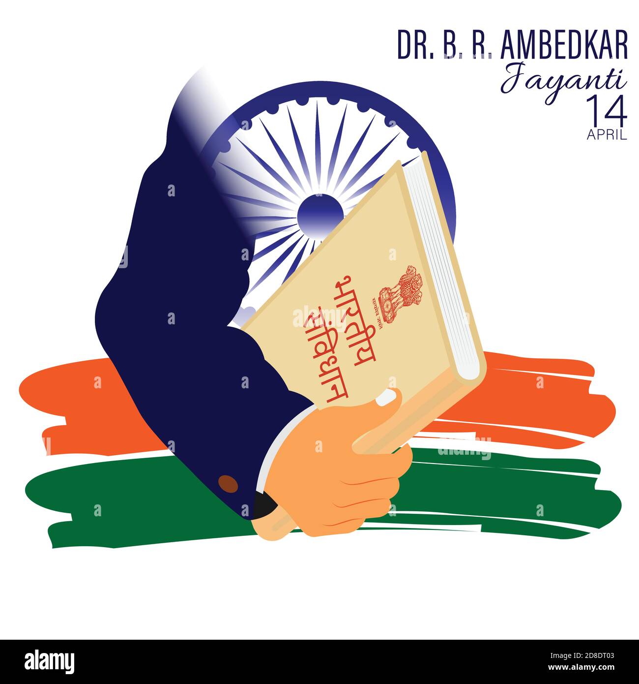 Vectpr Illustration von Dr. Bhimrao Ramji Ambedkar mit Verfassung von Indien für Ambedkar Jayanti am 14. April Stock Vektor