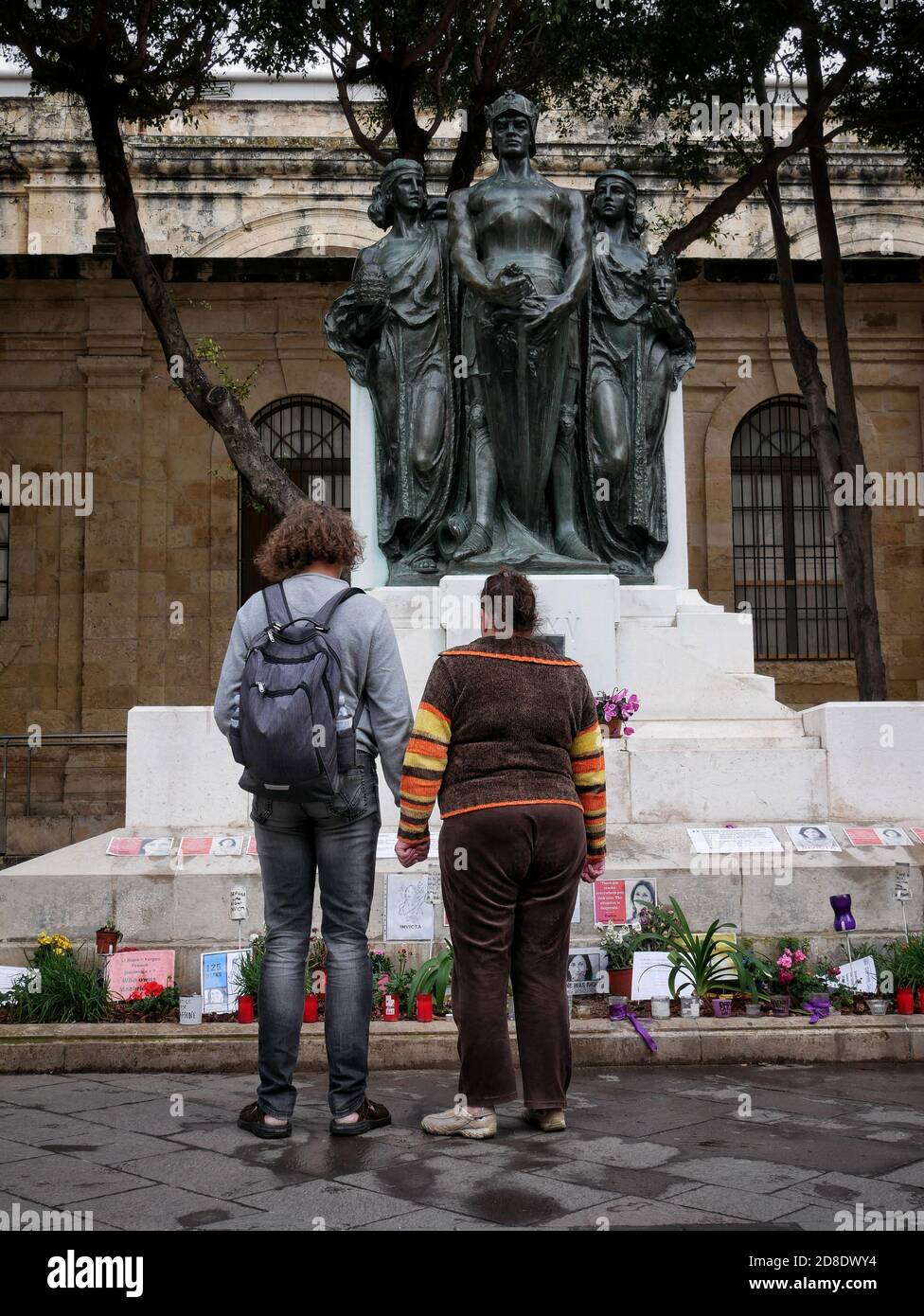 Ein Schrein in Valletta, Malta, an Daphne Anne Caruana, eine ermordete maltesische politische Journalistin.Bild von Julian Brown Stockfoto