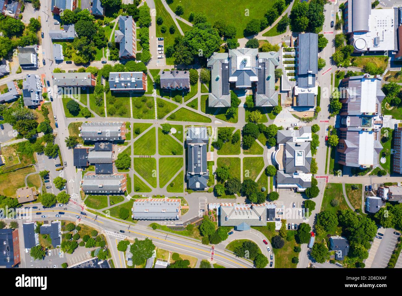 Luftaufnahme der Phillips Exeter Academy, Exeter, New Hampshire, USA Stockfoto