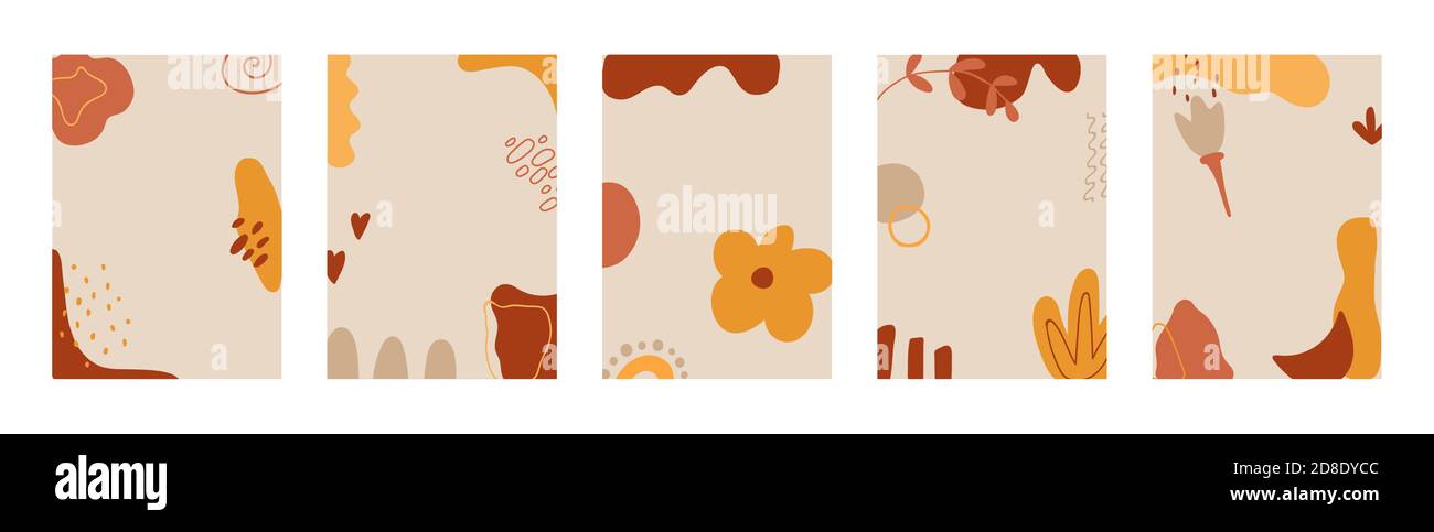 Design-Element für Social Media Branding. Handgezeichnete organische Formen. Minimalistische Cover-Vorlagen. Abstrast Form bunten Hintergrund. Handbemalte Flecken Stock Vektor