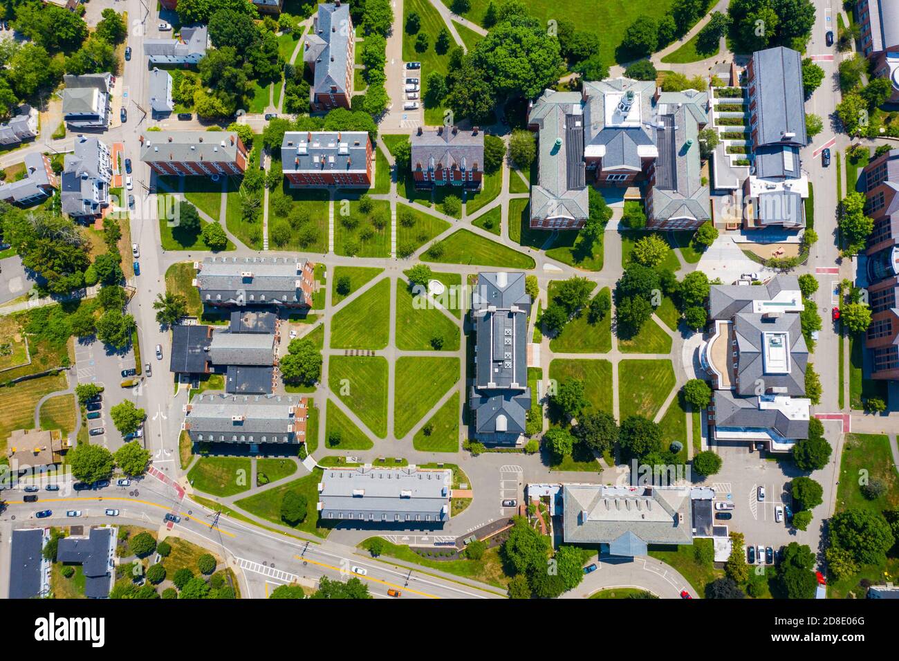 Luftaufnahme der Phillips Exeter Academy, Exeter, New Hampshire, USA Stockfoto