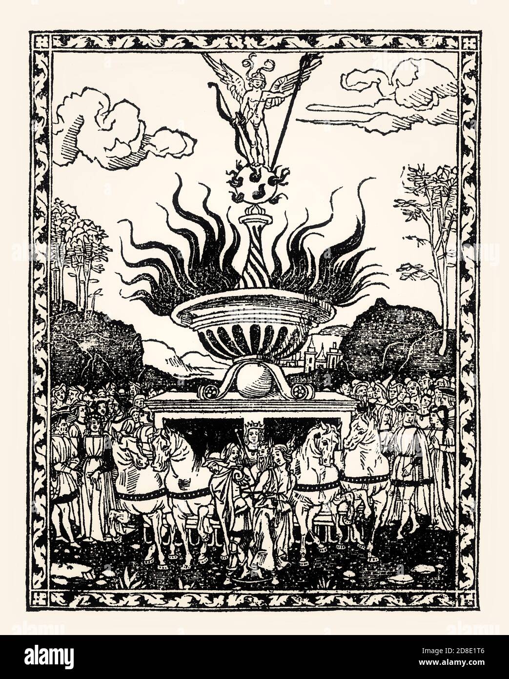 Amors Triumph, Illustration aus Hypnerotomachia Poliphili, Französische Ausgabe von Jacques Kerver, 1546, Faksimile des 19. Jahrhunderts Stockfoto