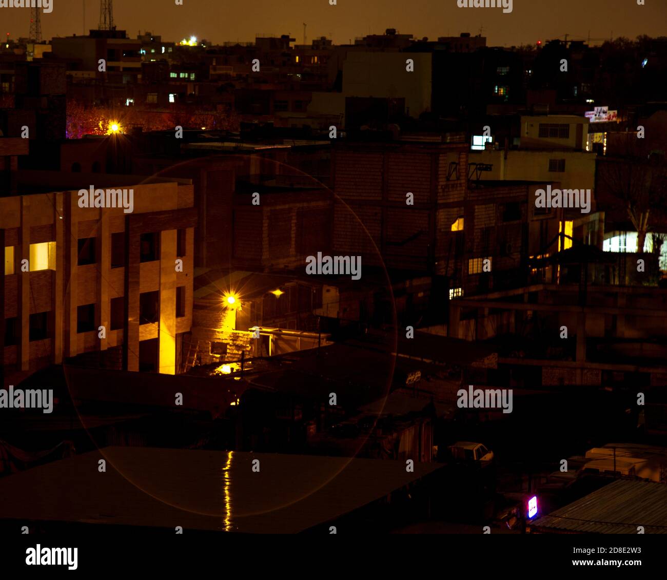 Blick auf die Stadt bei Nacht Stockfoto