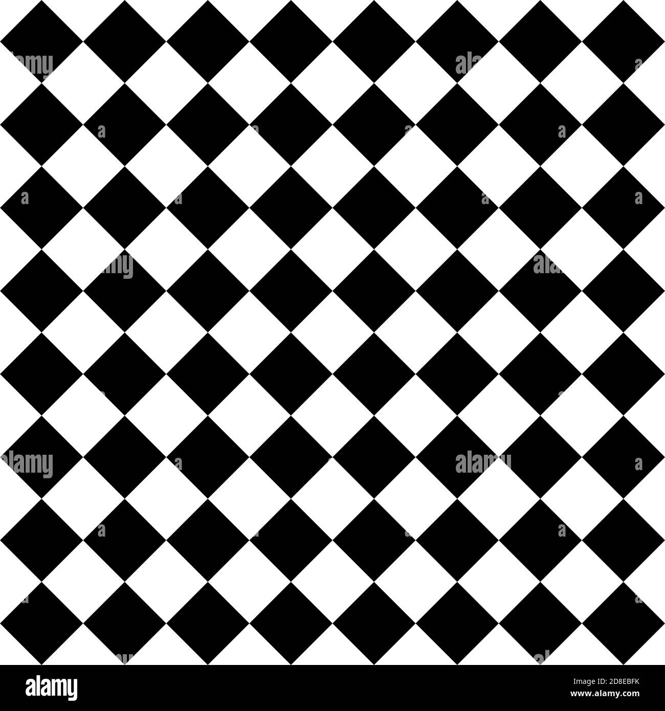 Diagonales Schachbrett. Schwarz-Weiß Schachbrett Illustration. Diamantbild. Stockfoto