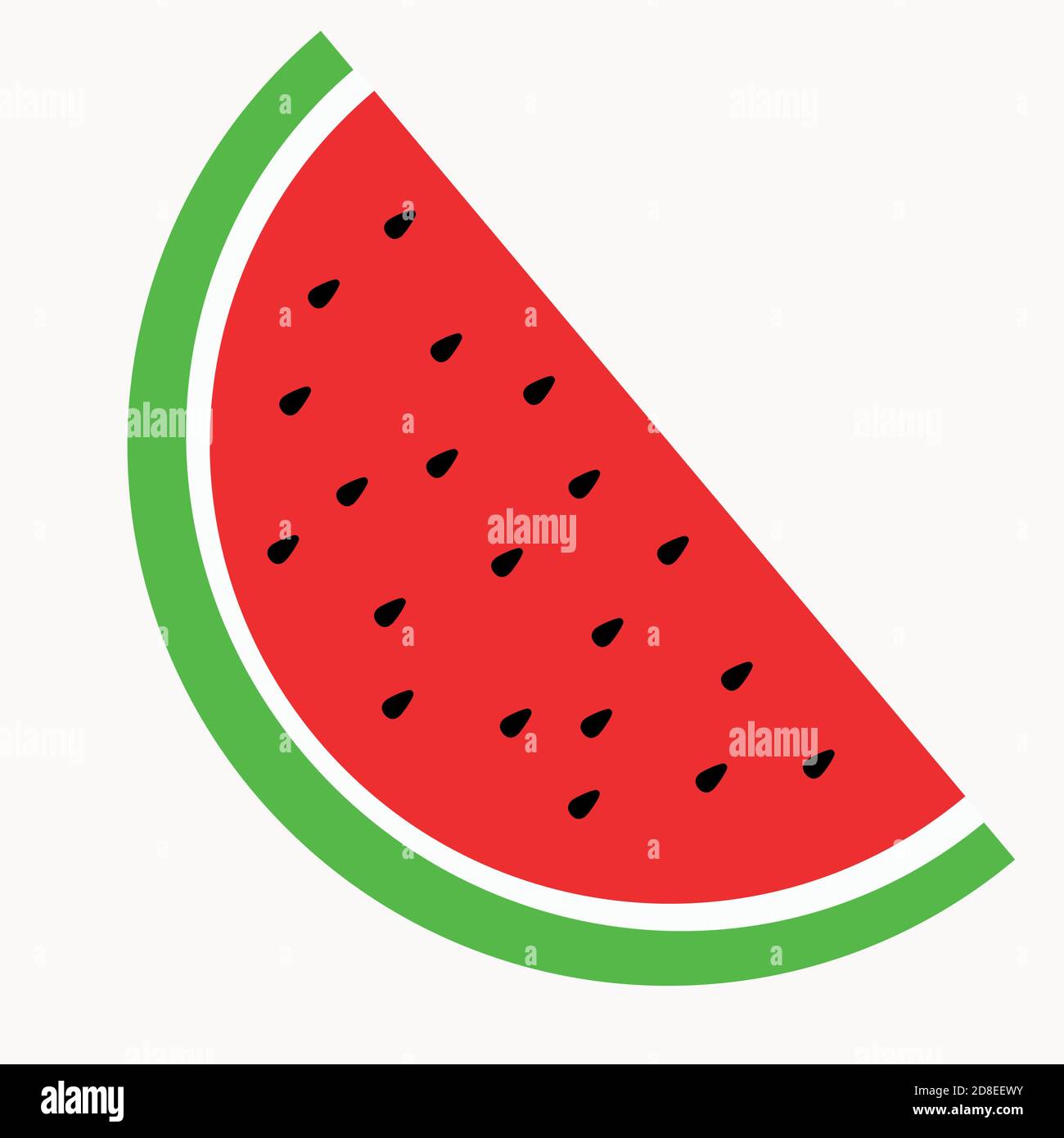 Wassermelone Obst Scheibe oder Querschnitt mit Samen flache Farbe Vektorsymbol für Apps und Websites Stock Vektor
