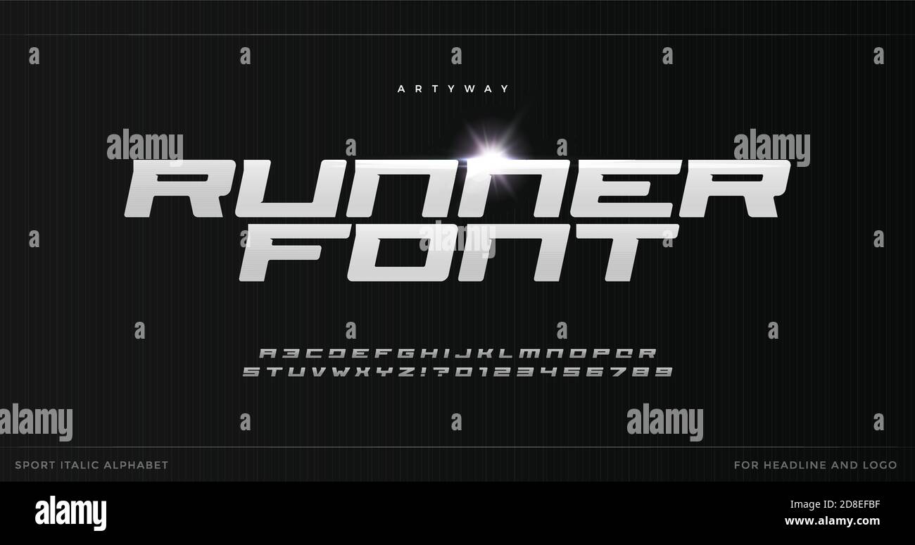 Sport Stil Alphabet für moderne Geschwindigkeit Logo, dynamische Poster Überschrift, Action typografisch. Fett kursiv. Minimalbuchstaben mit Spuren Serif Stock Vektor