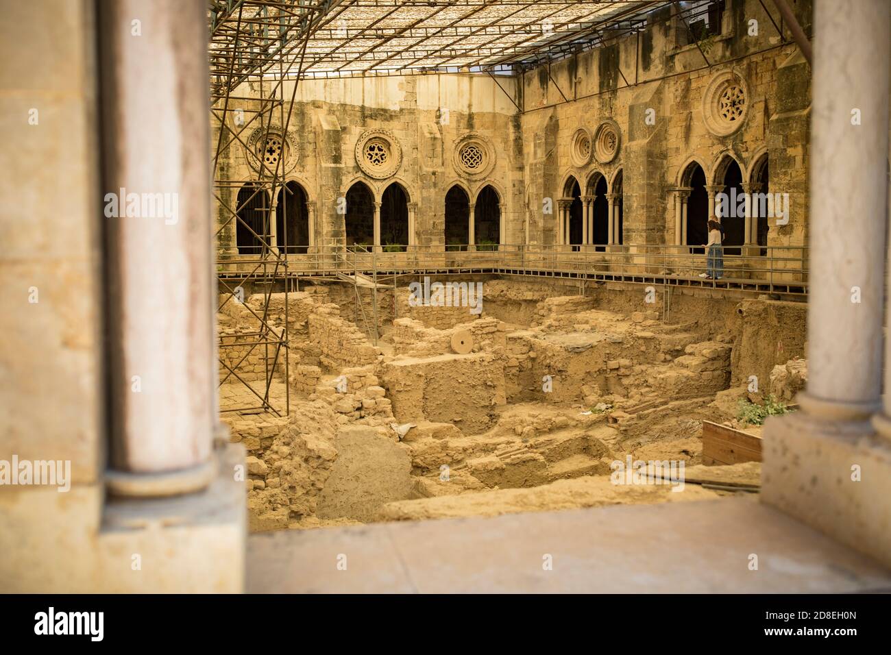 Römische Ruinen unter der Kathedrale von Lissabon in Lissabon, Portugal, Europa. Stockfoto