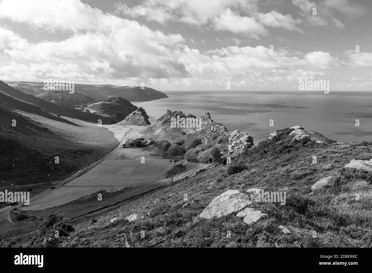 Blick vom Hollerday Hill auf das Tal der Felsen Im Exmoor National Park Stockfoto