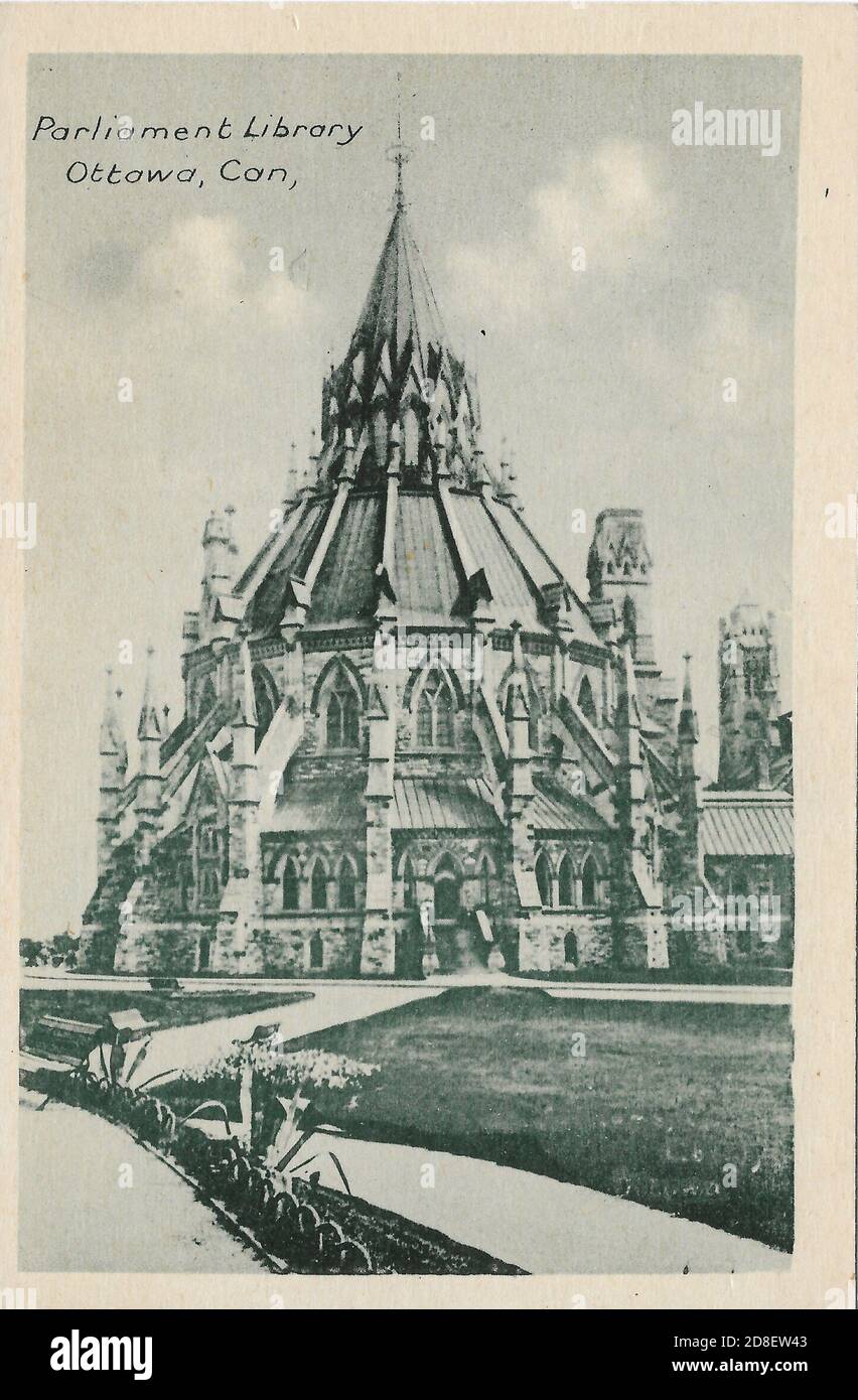 Alte Postkarte Image Parliament Library, Ottawa, Kanada Stockfoto