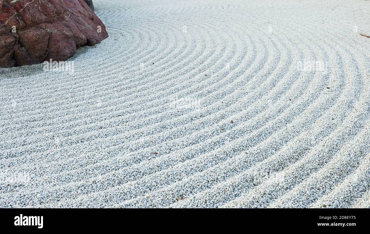 Traditionelle Details des klassischen japanischen Zen-Gartens. Stockfoto