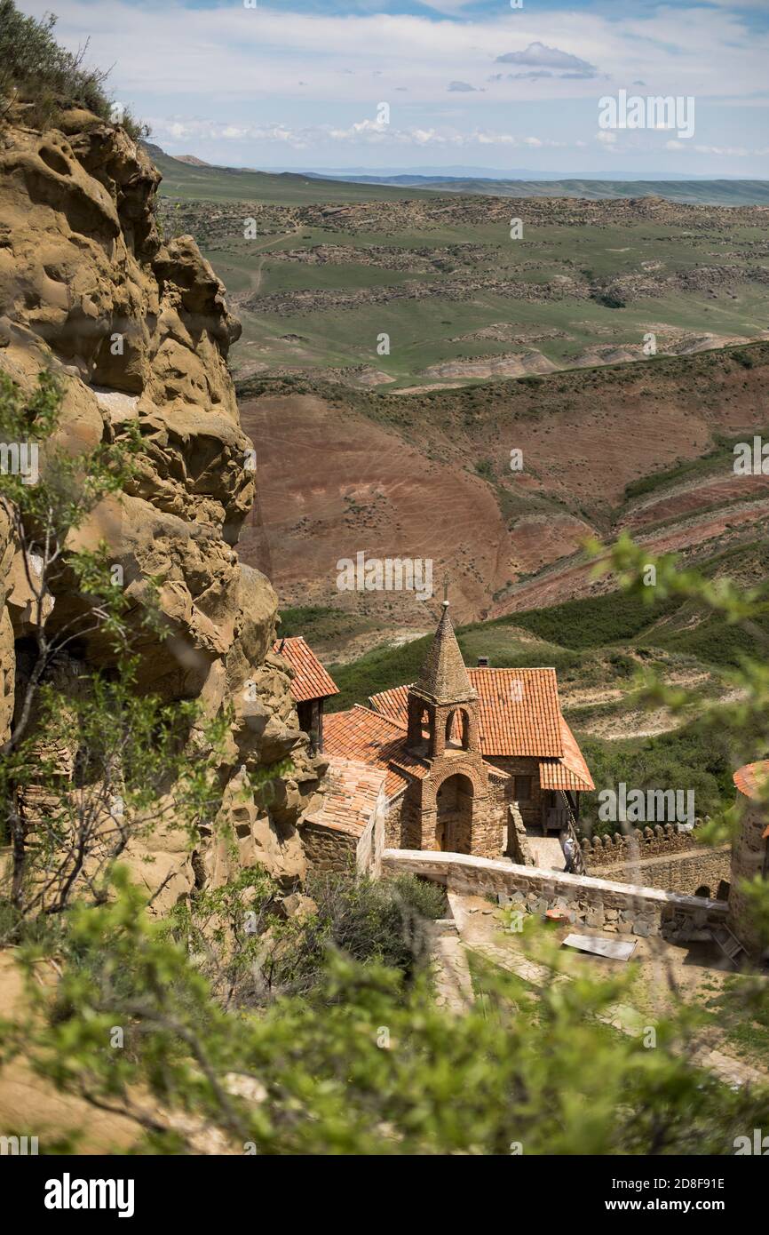 Davit Gareja Kloster ist ein 6. Jahrhundert Felsen gehauen, Clifftop christlichen Kloster in Georgien, Kaukasus, Europa. Stockfoto