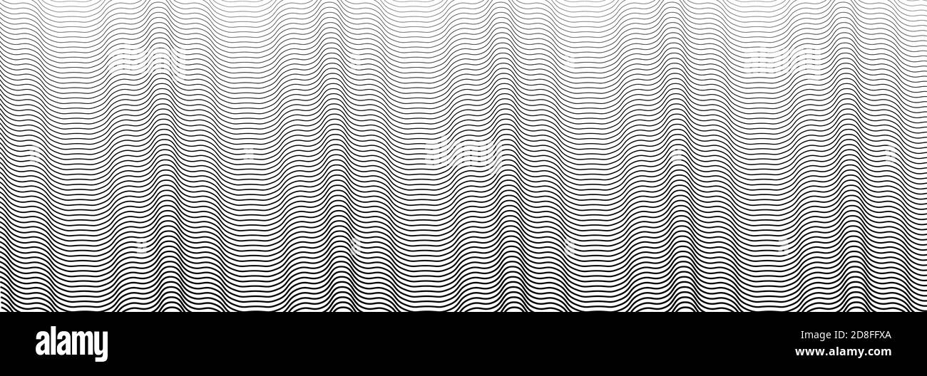 Breites rechteckiges Format gewellt, winken, Zick-Zack, Kreuz und quer Linien Design-Element, Muster-Textur und Hintergrund Stock Vektor