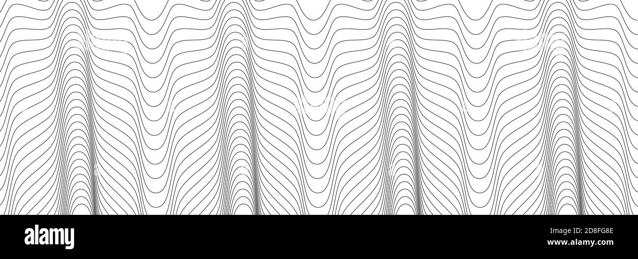 Breites rechteckiges Format gewellt, winken, Zick-Zack, Kreuz und quer Linien Design-Element, Muster-Textur und Hintergrund Stock Vektor