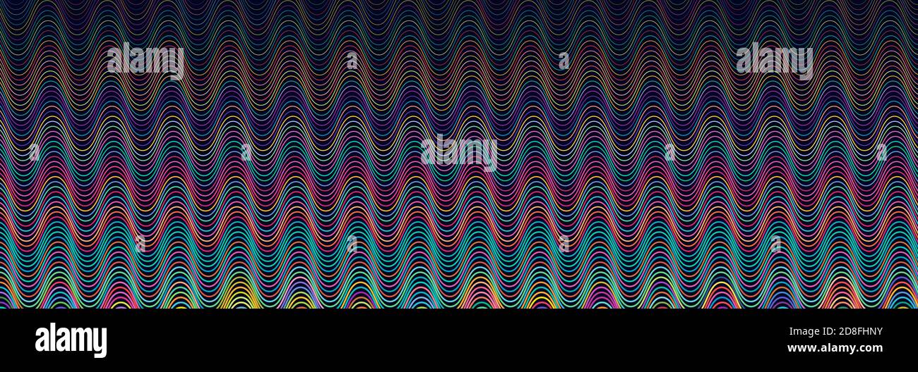 Breites rechteckiges Format gewellt, winken, Zick-Zack, Kreuz und quer Linien Design-Element, Muster-Textur und Hintergrund Stock Vektor