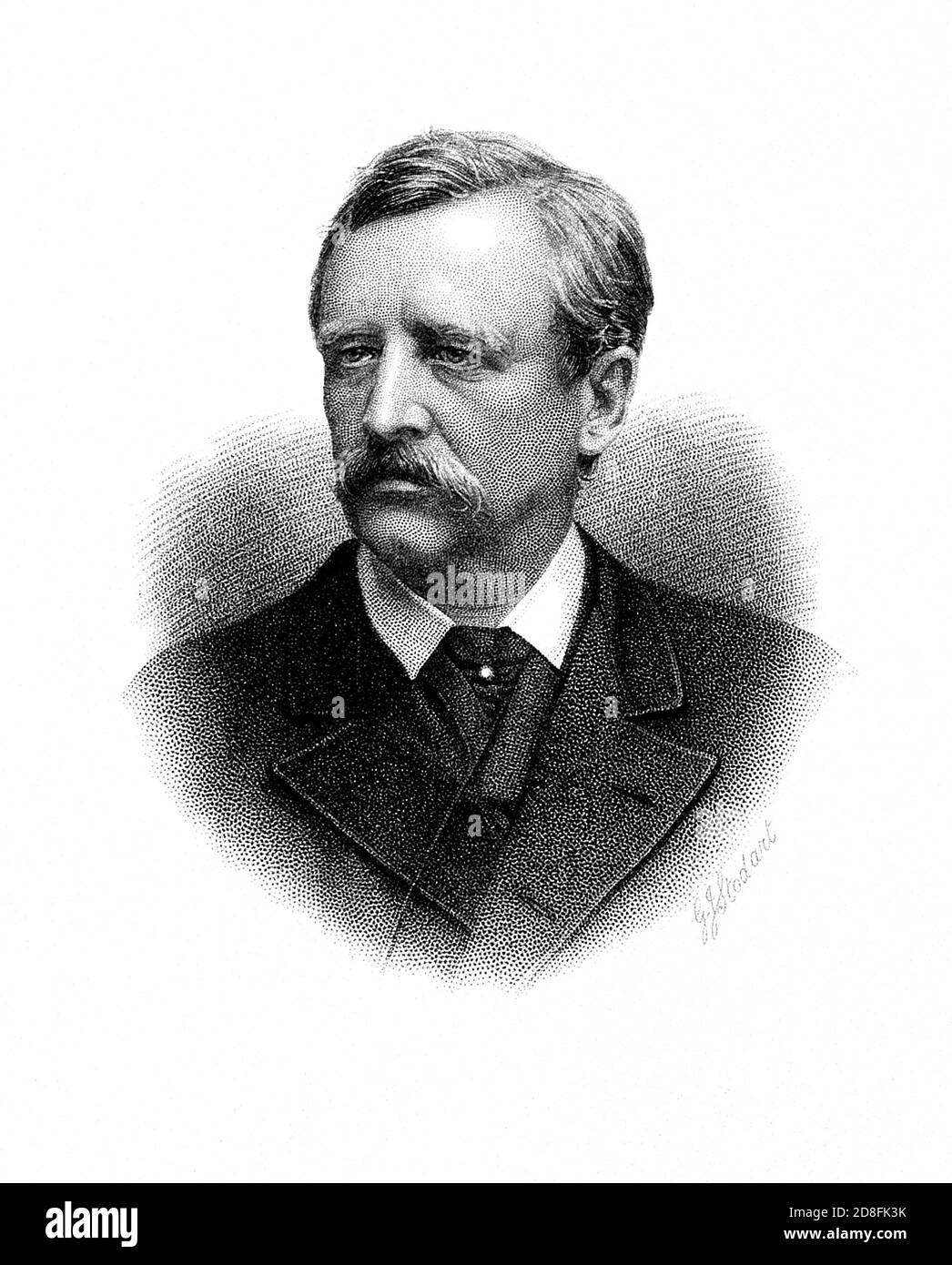 1882, SCHWEDEN: Der schwedische Polarforscher, Geologe, Mineralogist Baron ADOLF ERIK von NORDENSKIOLD ( Freiherr Nordenskiöld , 1832 - 1901 ). Porträt gestochen von G. J. Stodart , 1882 , veröffentlicht in London von Macmillan & Co. . - SVEZIA - FINLANDIA - FINNLAND - Finnisch - ESPLORATION - ERKUNDUNGEN - ESPLORAZIONE Artide - Nordpol - POLO Nord - ESPLORATORE - MINERALOGIE - MINERALOGIE - GEOLOGO - GEOLOGIE - GEOLOGIA - ritratto - Portrait - Baffi - Schnurrbart - Gravur - Inzisione - nobili svedesi - Adel - Barone --- Archivio GBB Stockfoto
