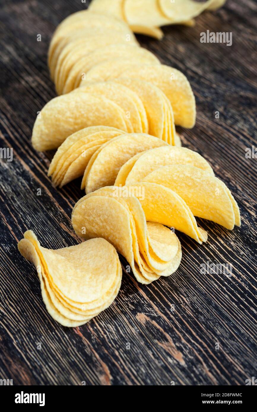 Echte Kartoffelchips Stockfoto