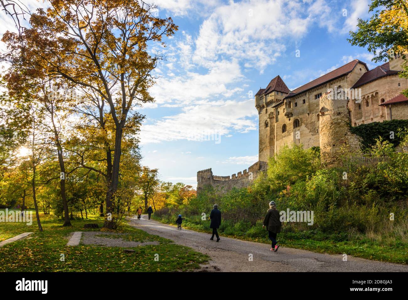 Maria Enzersdorf: Schloss Liechtenstein, Ursprungsort des Hauses Liechtenstein, Herbstblätter, Wienerwald, Wienerwald, Niederösterreich, Stockfoto