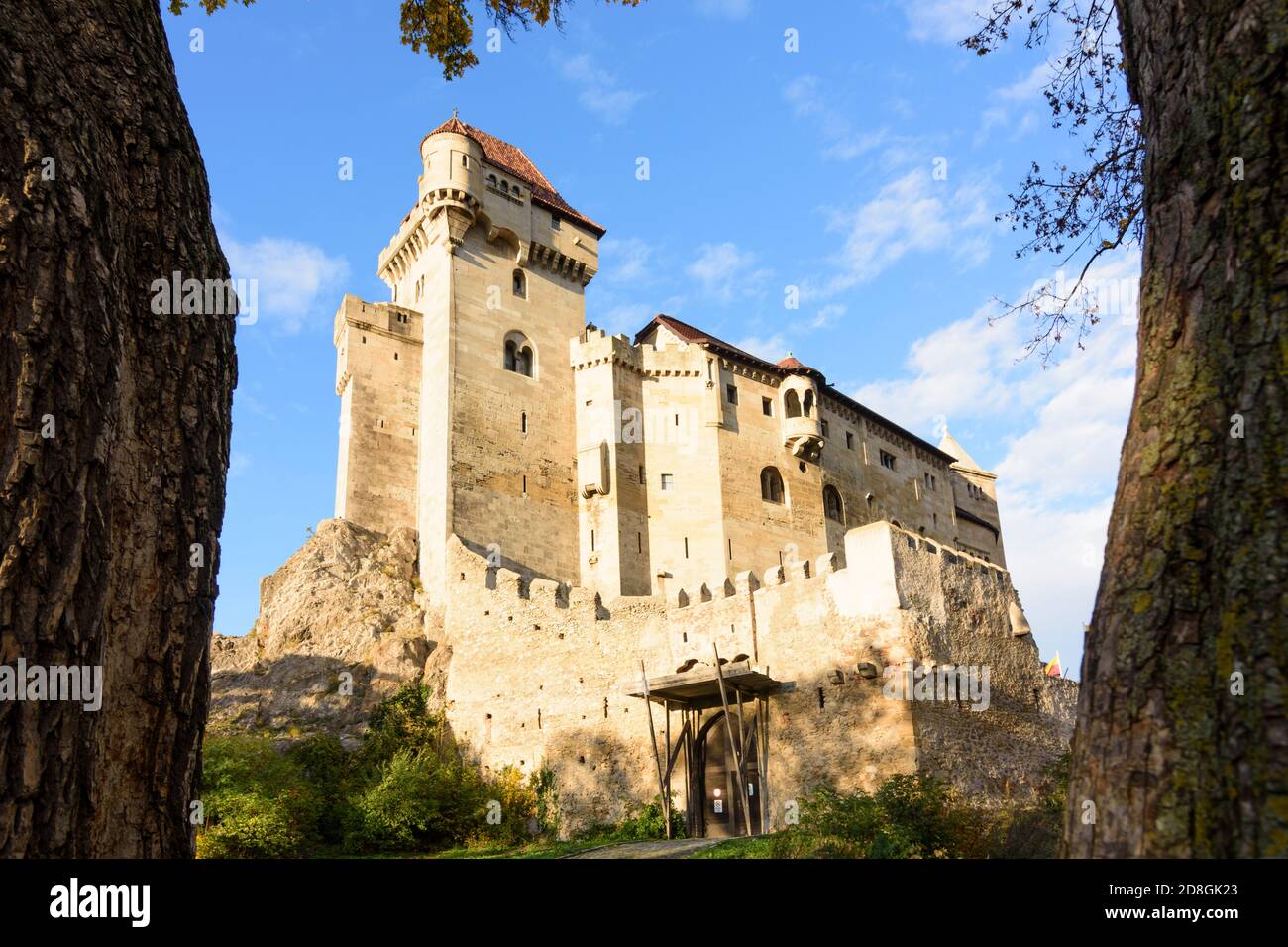 Maria Enzersdorf: Schloss Liechtenstein, Ursprungsort des Hauses Liechtenstein, Herbstblätter, Wienerwald, Wienerwald, Niederösterreich, Stockfoto
