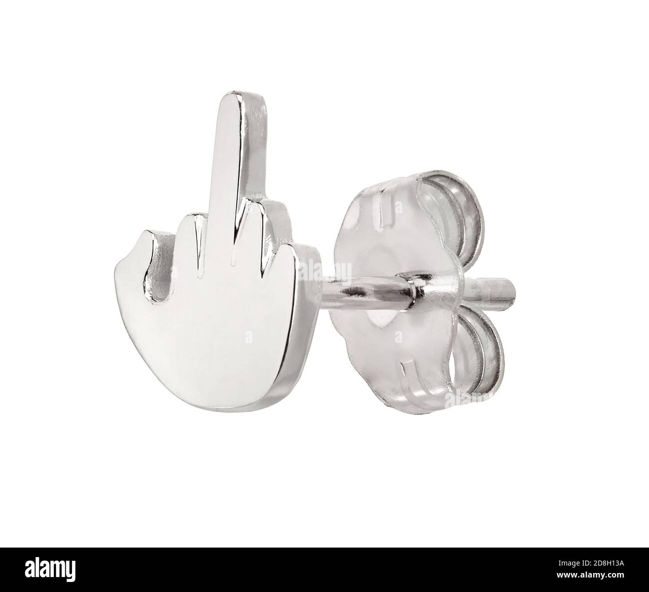 Emoji Handgestenohrring von Wendy Brandes fotografiert auf einem Weißer Hintergrund Stockfoto