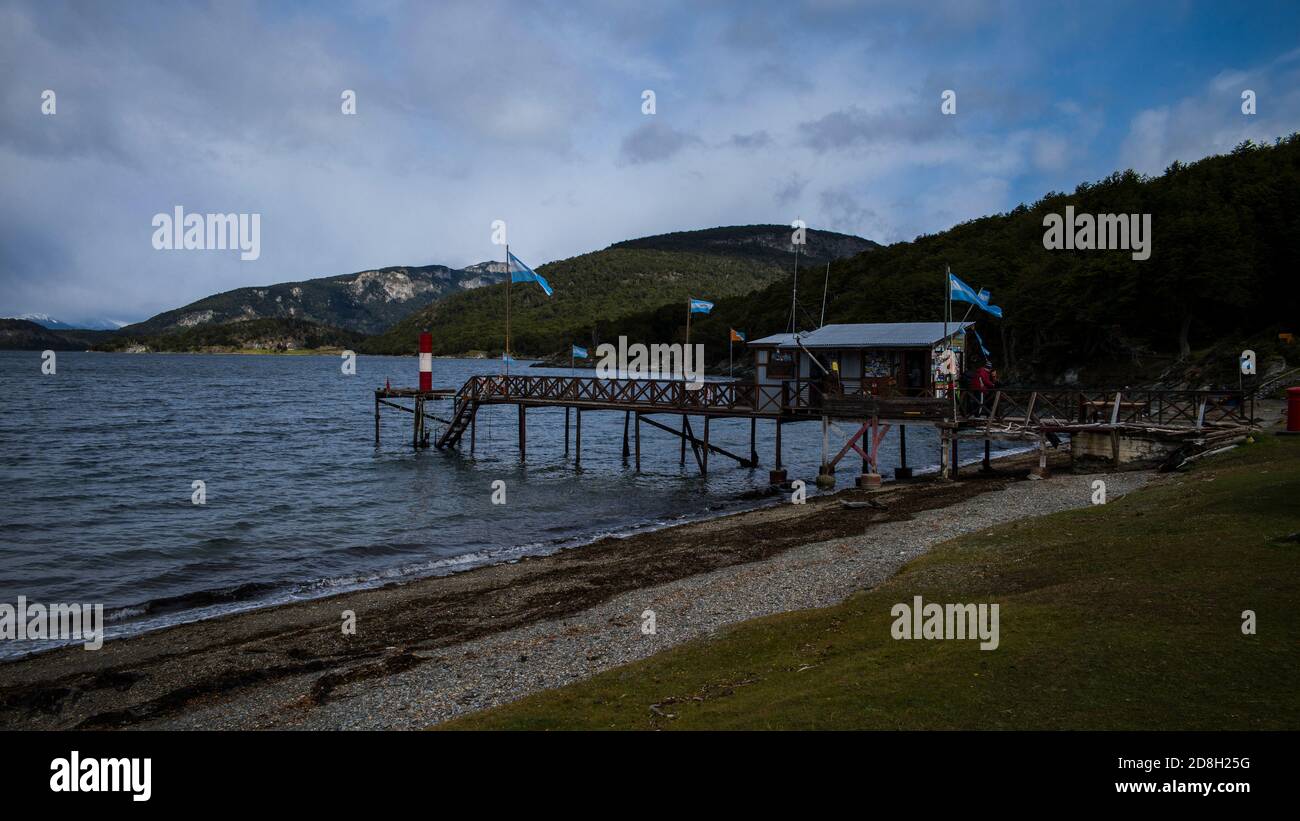 --FILE--Ushuaia ist die südlichste Stadt der Welt, bekannt als "das Ende der Welt", Ushuaia, Argentinien, 16. Februar 2016. Stockfoto