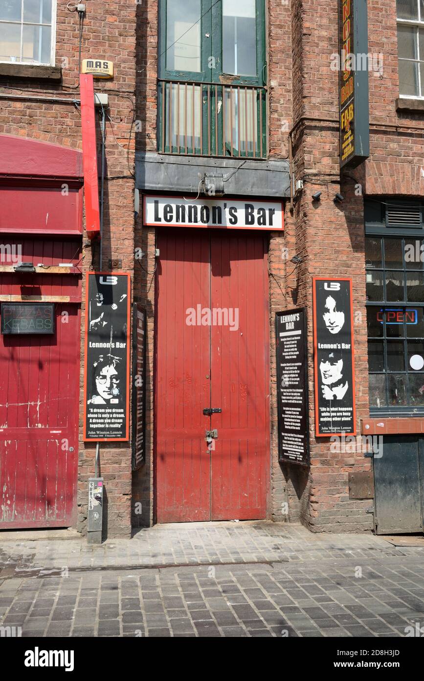 Lennon's Bar, Pub und Veranstaltungsort für Live-Musik in der Mathew Street, Liverpool, England, Großbritannien Stockfoto