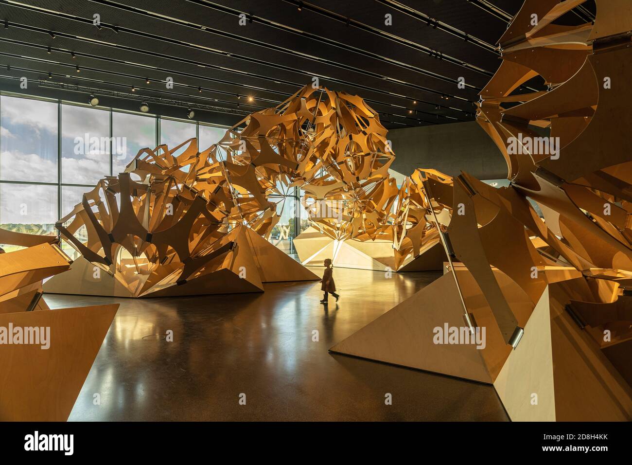 Ausstellung im Innenraum des Museums für Fragen der Zukunft Futurium in Berlin, Deutschland Stockfoto