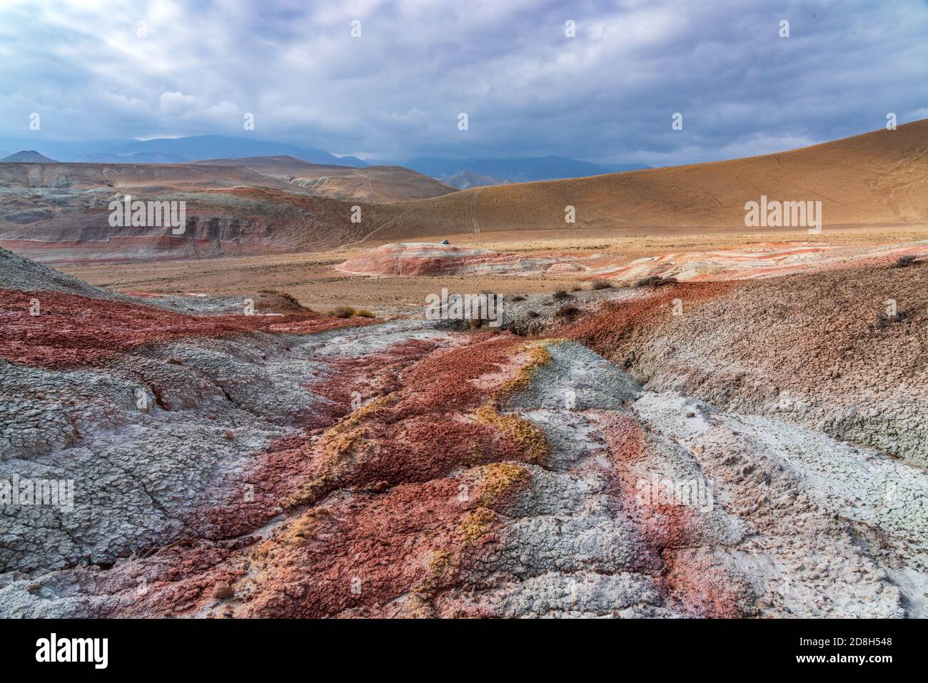 Gestreifte rote Berge Landschaft, Schönheit der Natur Stockfoto