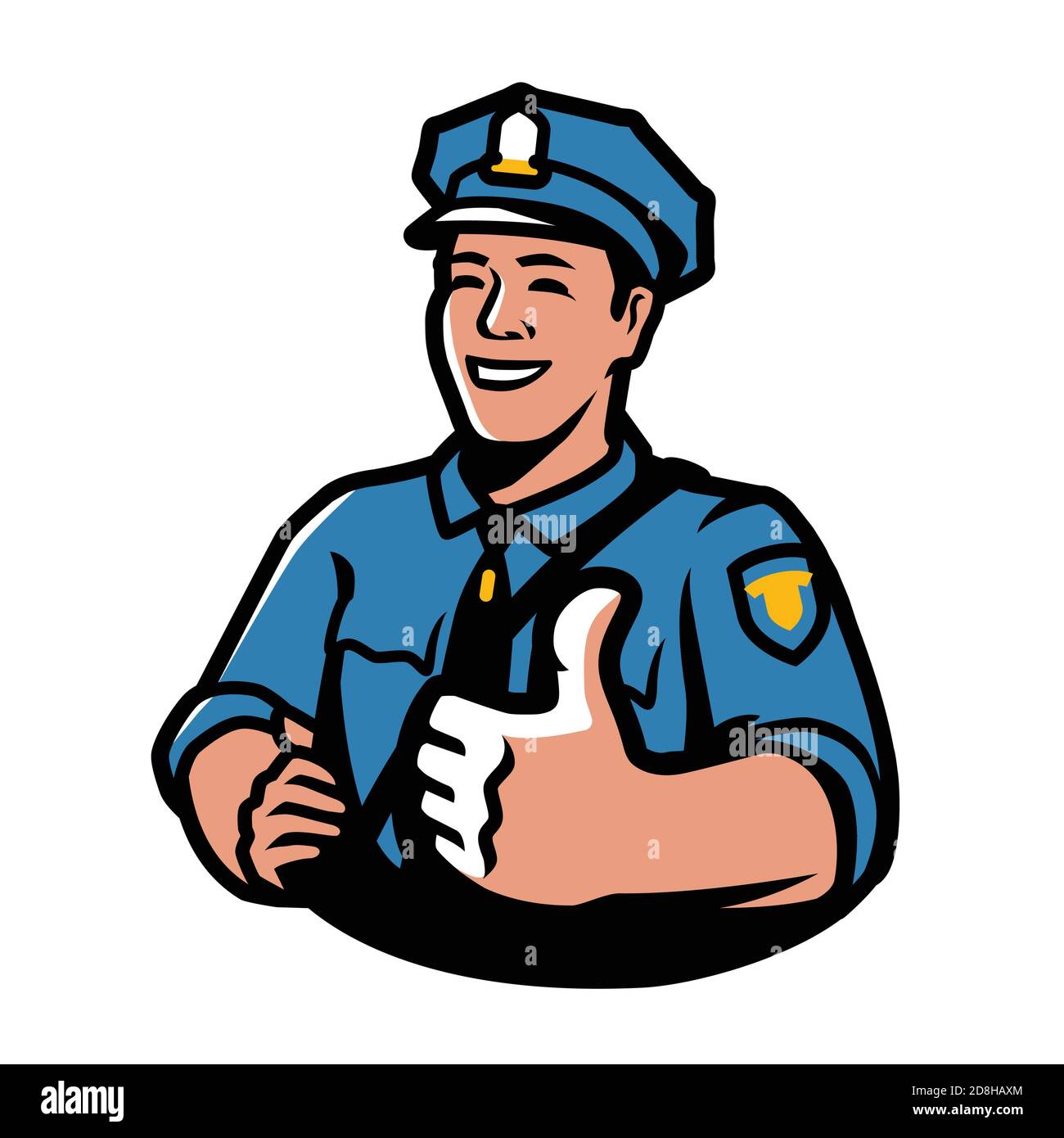 Polizist in Uniform. Vektorgrafik für Symbole „Gesetz und Ordnung“ Stock Vektor