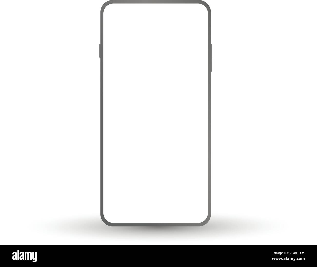 Smartphone-Modell mit leerem Bildschirm. Vektor rahmenlose Smartphone, Handy isoliert auf weißem Hintergrund. Stock Vektor