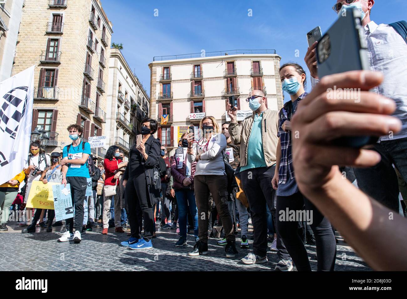 Barcelona, Spanien. 2020.10.28. Konzentration und Demonstration der Arbeiter von Bars, Restaurants, Nightlife und Beauty-Unternehmen. Stockfoto