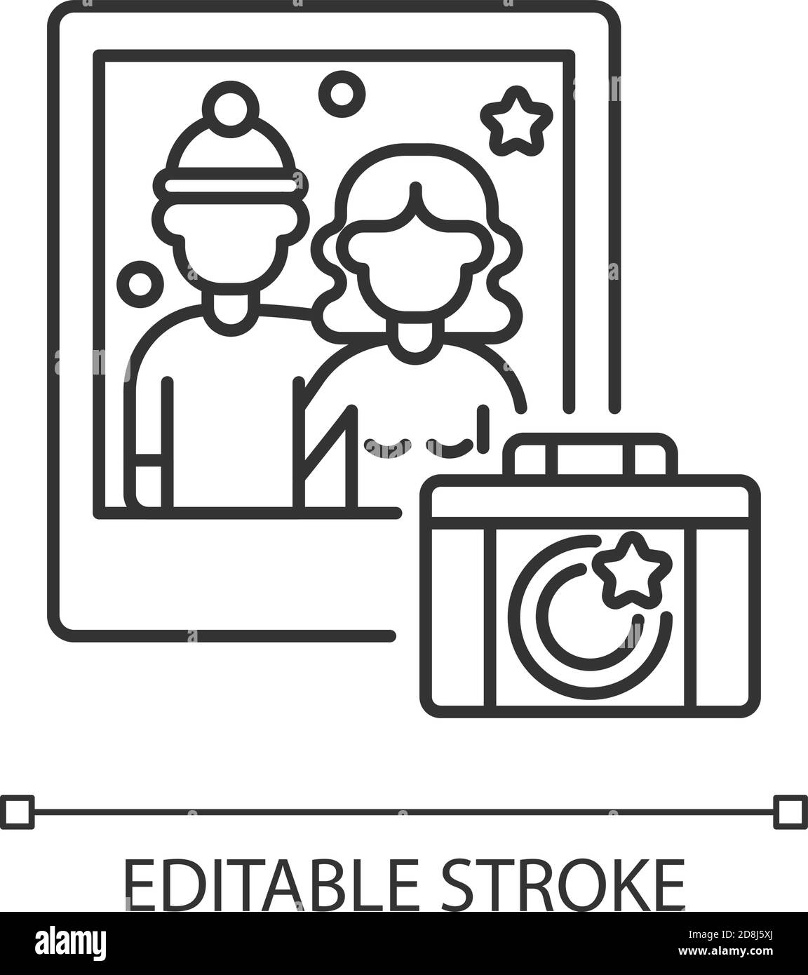 Lineares Symbol für das Winter-Fotoshooting Stock Vektor