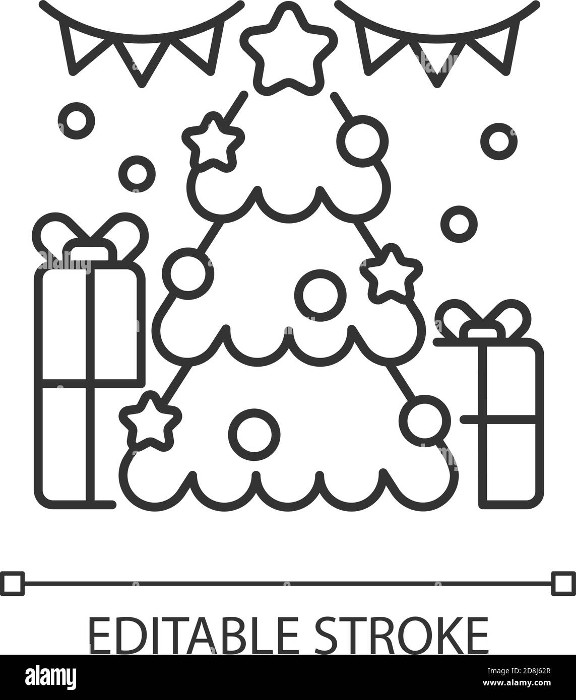 Weihnachtsbaum lineare Ikone Stock Vektor