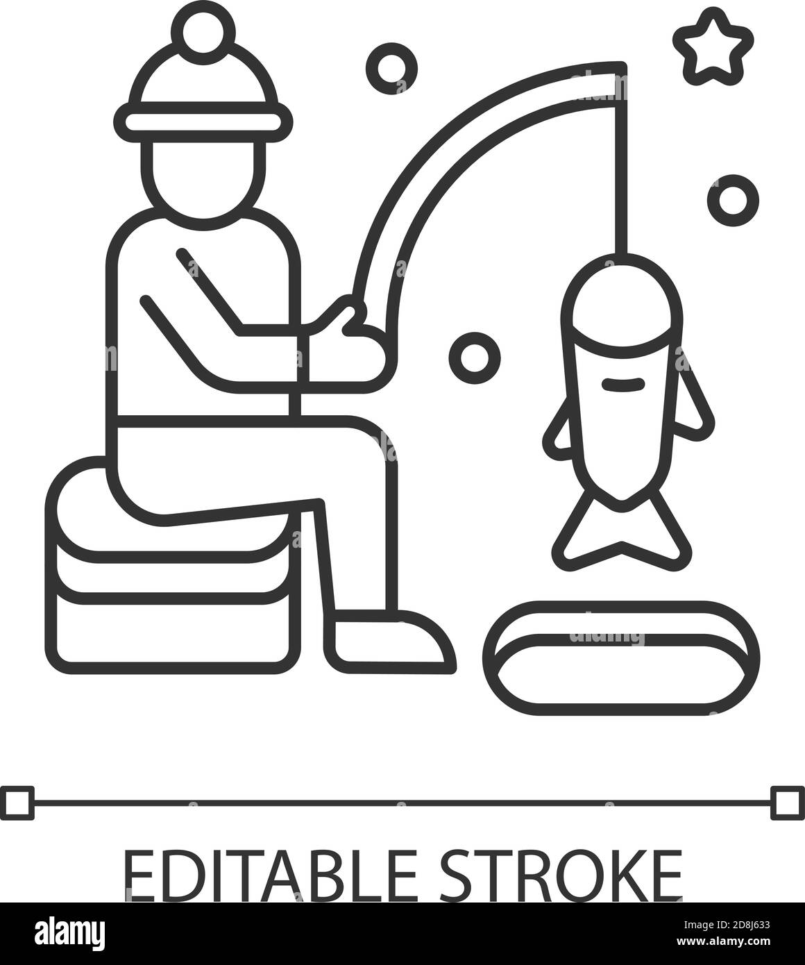 Lineares Symbol für Eisfischen Stock Vektor