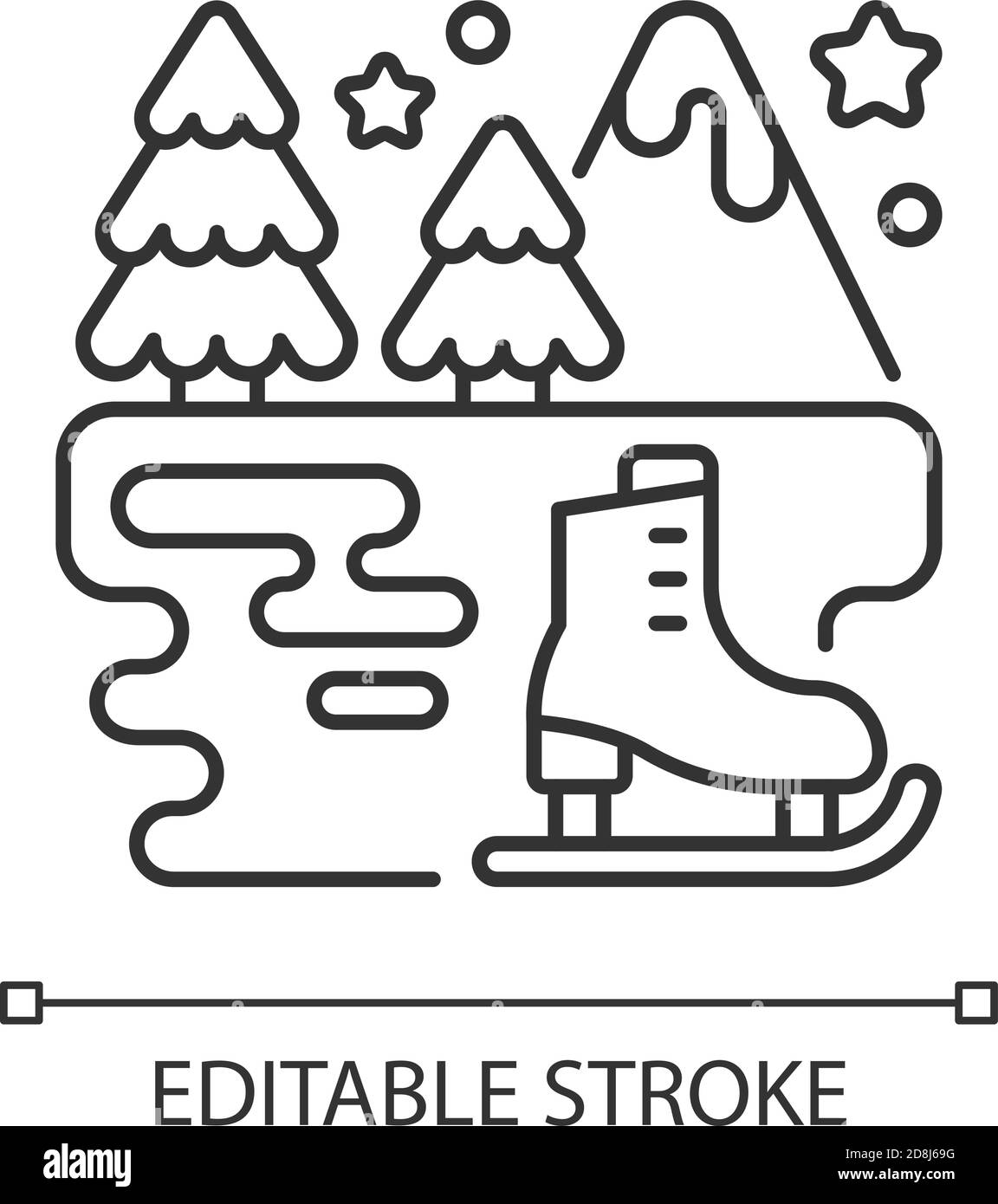 Lineares Symbol für Schlittschuhlaufen im Freien Stock Vektor