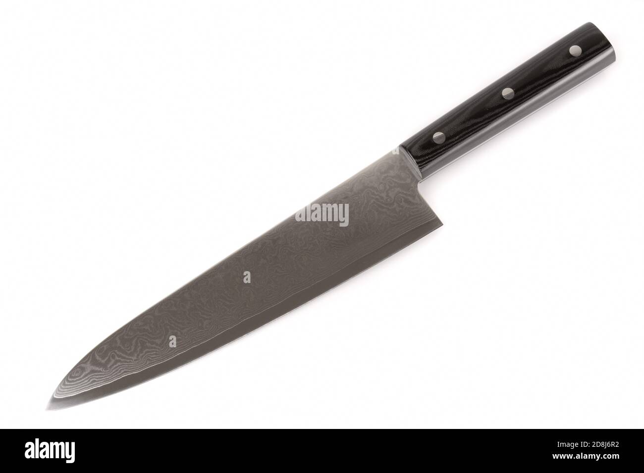 Brandneues japanisches Messer isoliert auf weißem Hintergrund Stockfoto