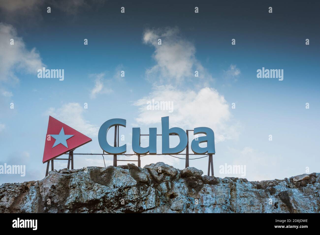 Kuba unterzeichnet auf der Malecon. La Habana - La Havanna, Kuba, Lateinamerika und die Karibik Stockfoto
