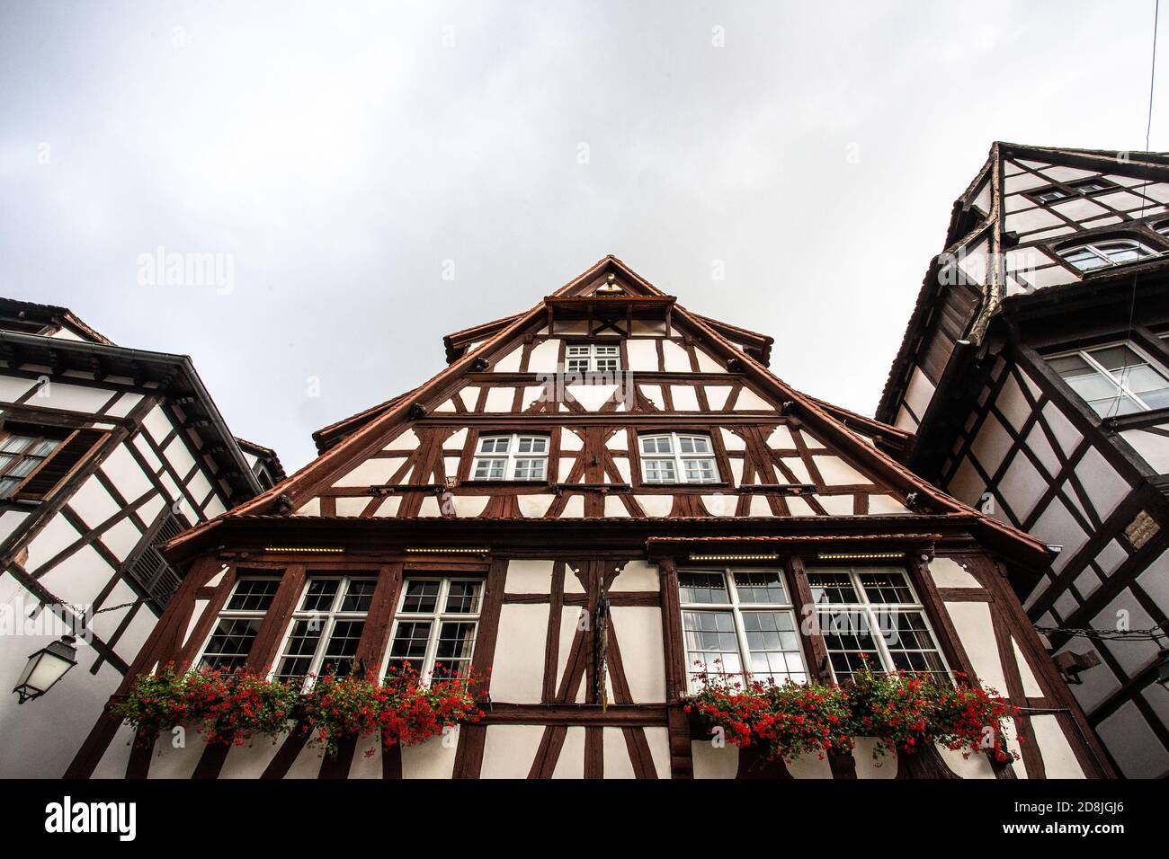 Alte Architektur auf Fachwerkhäusern von Straßburg aus gesehen Frankreich Stockfoto