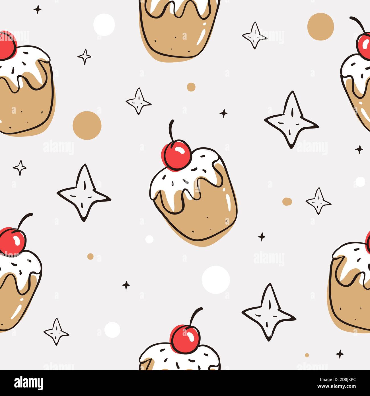 Nahtloses Muster mit Dessert. Weihnachten Hintergrund. Vektor EPS 10 Stock Vektor