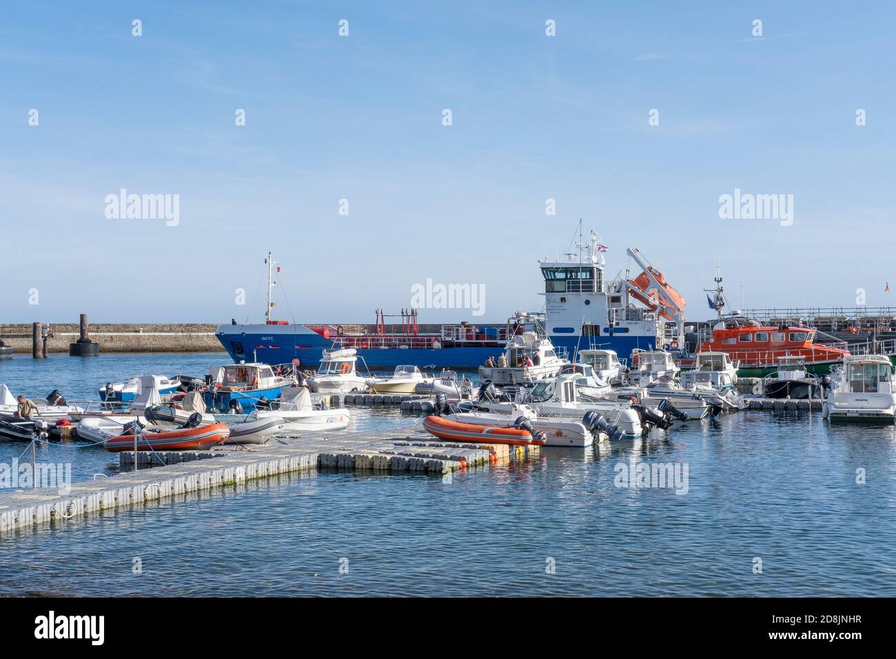 Boote im Hafen von Le Palais, Belle Ile, Bretagne, Frankreich Stockfoto
