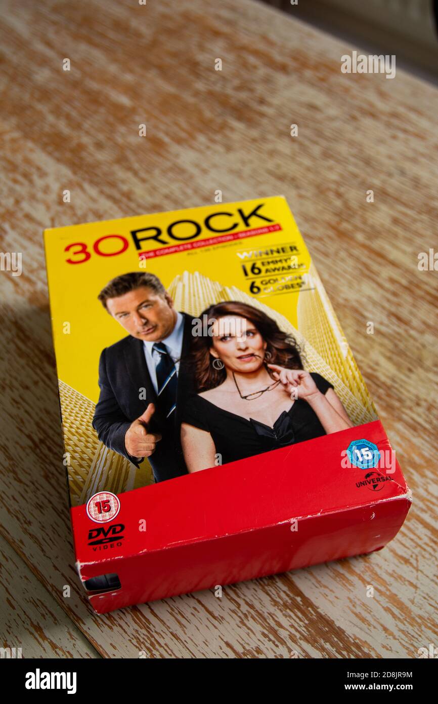 Große Box DVD-Set der amerikanischen tv-Komödie 30 Rock Stockfoto