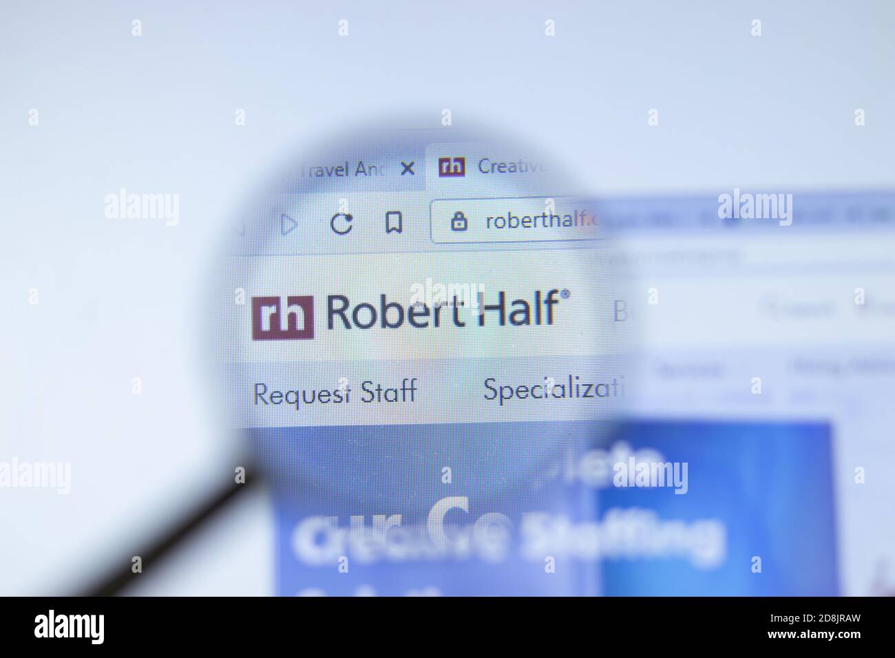 New York, USA - 26. Oktober 2020: Robert Half roberthalf.com Firmenwebsite mit Logo aus der Nähe, illustrative Editorial Stockfoto