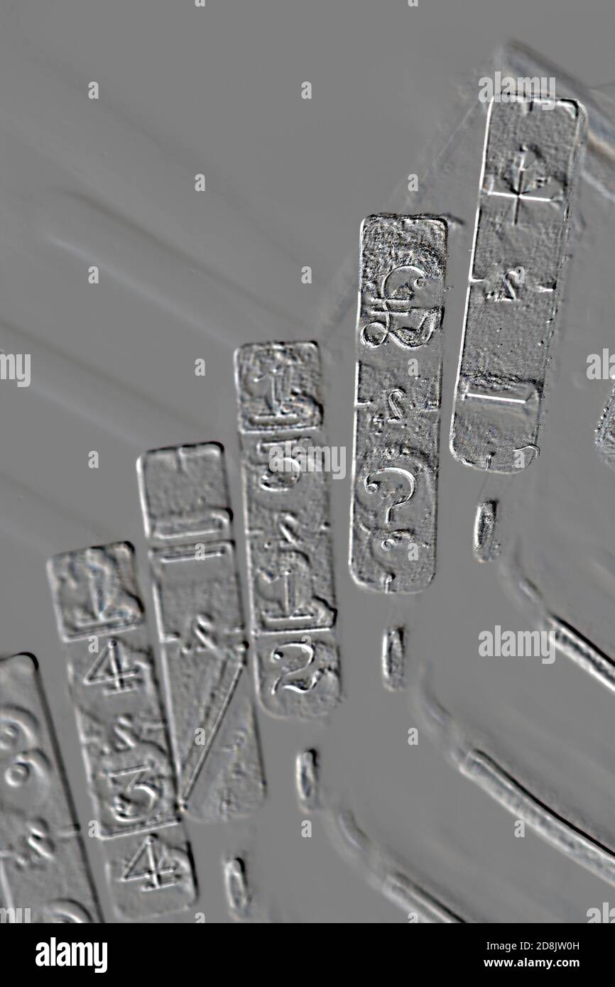 Details von Schreibmaschinenhämmern, die Symbole eines Drittel Fraktion